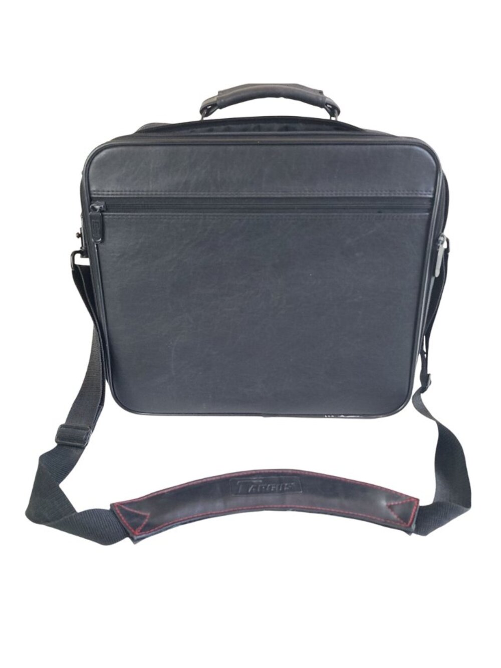 Targus Black Leather Laptop Bag With Shoulder Strap & Multiple Compartments - Picture 2 of 16